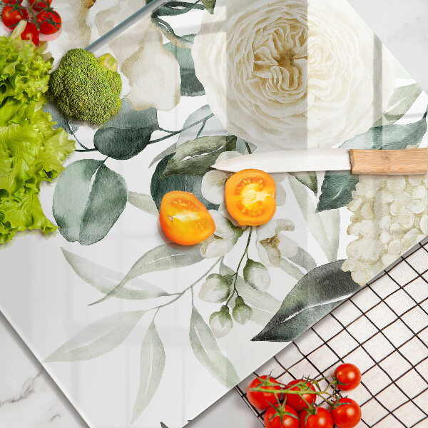 Steklena podloga za rezanje Akvarelne rože