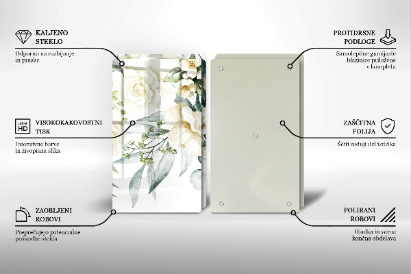 Steklena podloga za rezanje Akvarelne rože