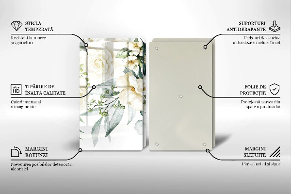 Steklena podloga za rezanje Akvarelne rože