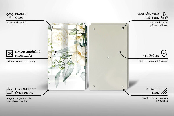 Steklena podloga za rezanje Akvarelne rože