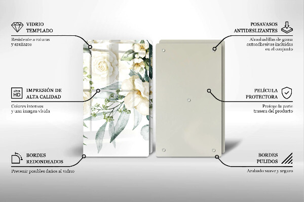 Steklena podloga za rezanje Akvarelne rože