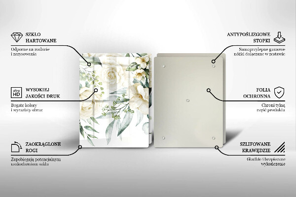 Steklena podloga za rezanje Akvarelne rože