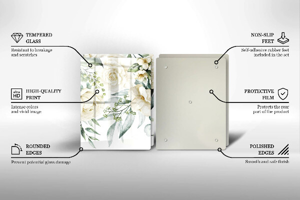 Steklena podloga za rezanje Akvarelne rože