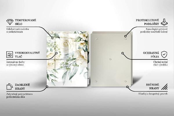 Steklena podloga za rezanje Akvarelne rože