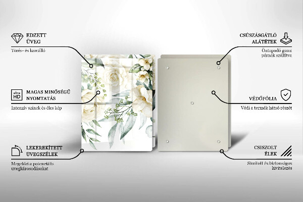 Steklena podloga za rezanje Akvarelne rože