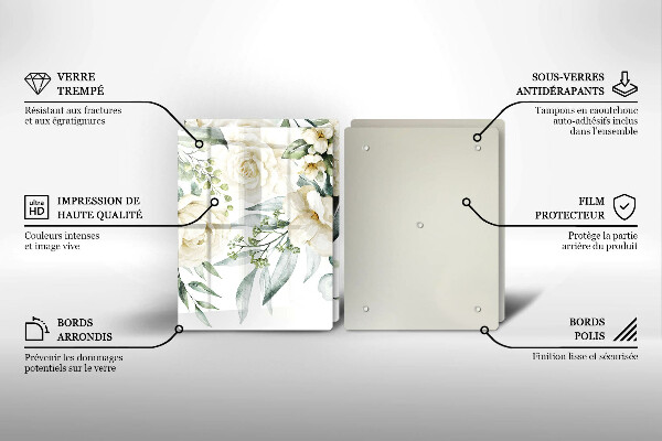 Steklena podloga za rezanje Akvarelne rože