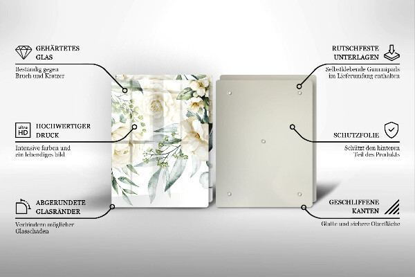 Steklena podloga za rezanje Akvarelne rože