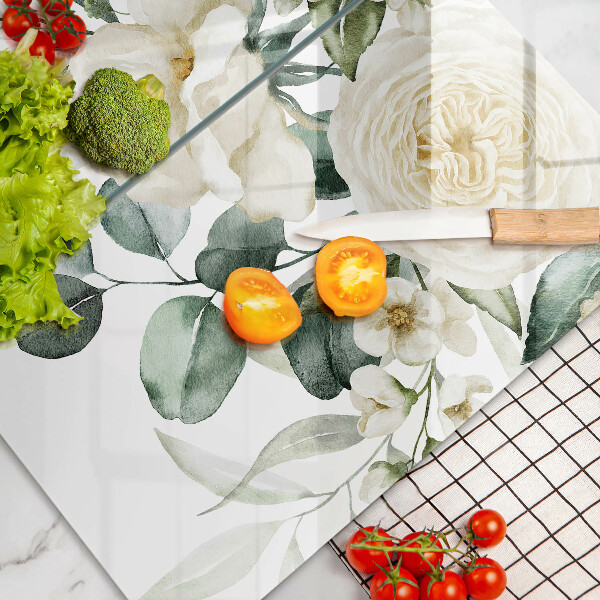 Steklena podloga za rezanje Akvarelne rože