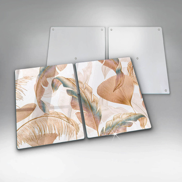 Steklena podloga za rezanje Boho perje in listi