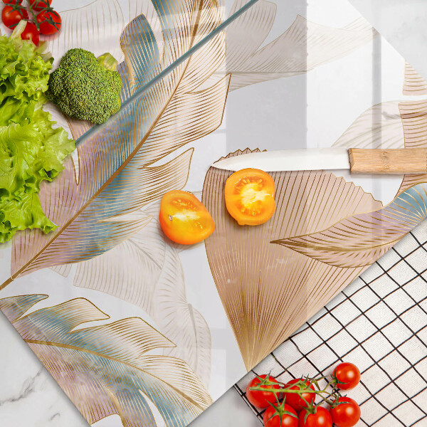 Steklena podloga za rezanje Boho perje in listi