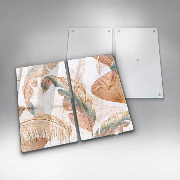 Steklena podloga za rezanje Boho perje in listi