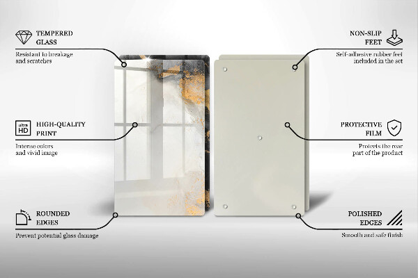 Steklena podloga za rezanje Abstrakcija z zlatom