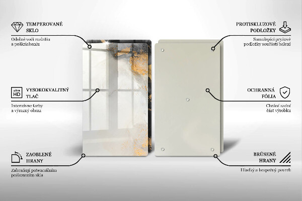 Steklena podloga za rezanje Abstrakcija z zlatom