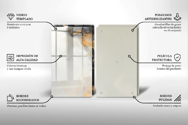 Steklena podloga za rezanje Abstrakcija z zlatom