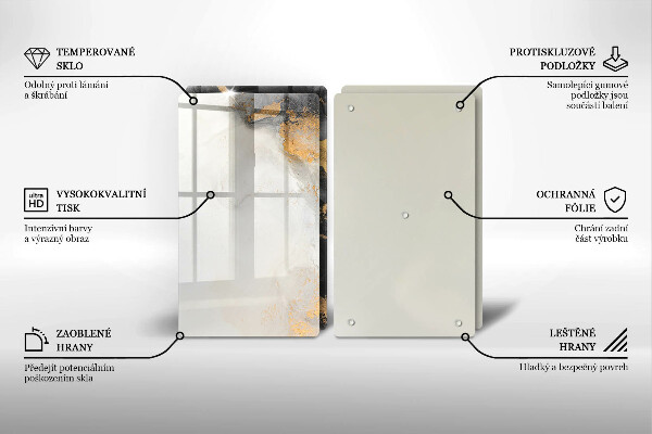 Steklena podloga za rezanje Abstrakcija z zlatom