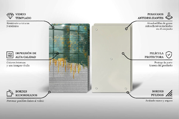 Steklena podloga za rezanje Abstrakcija z zlatom