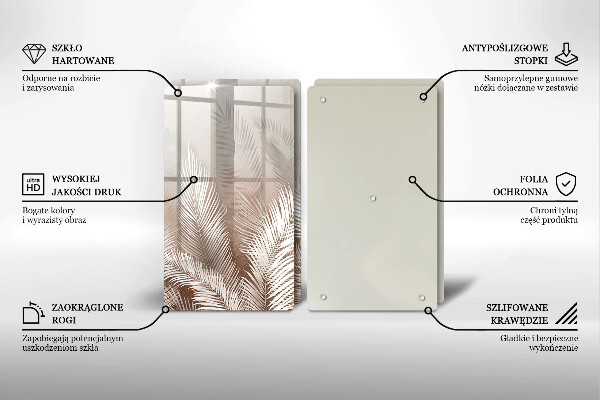 Steklena podloga za rezanje Boho rastlinski listi