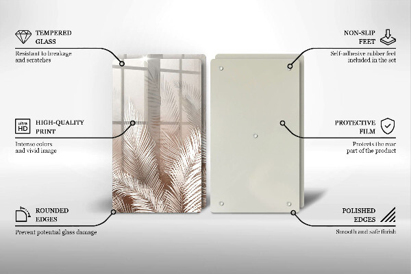 Steklena podloga za rezanje Boho rastlinski listi