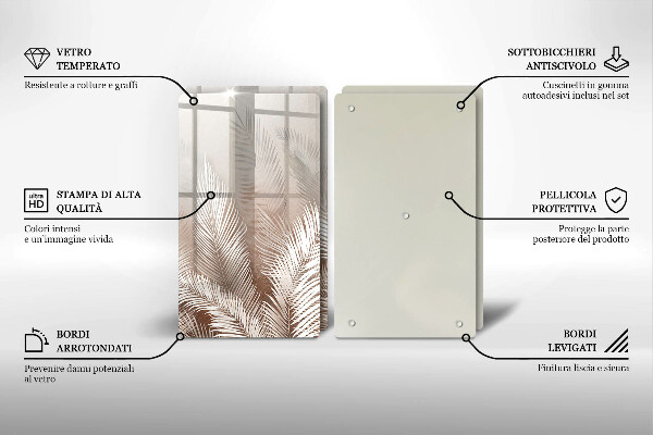 Steklena podloga za rezanje Boho rastlinski listi