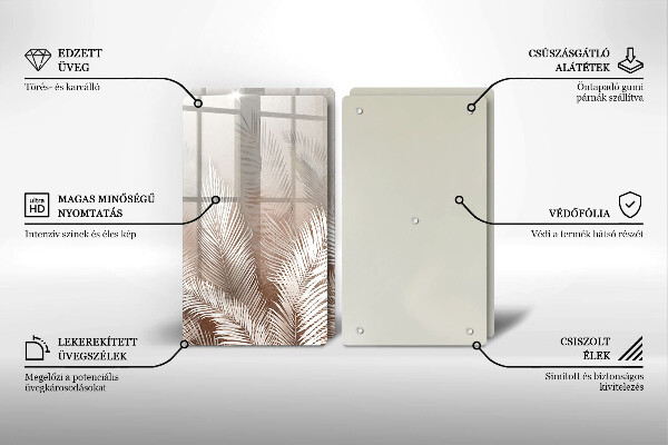 Steklena podloga za rezanje Boho rastlinski listi