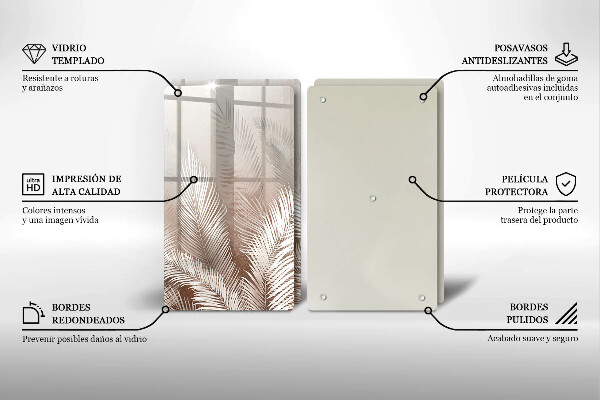 Steklena podloga za rezanje Boho rastlinski listi