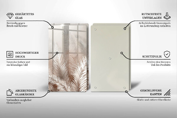 Steklena podloga za rezanje Boho rastlinski listi