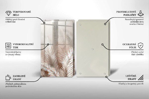 Steklena podloga za rezanje Boho rastlinski listi