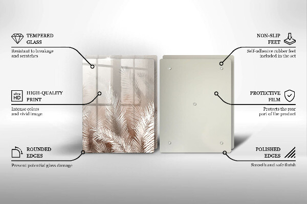 Steklena podloga za rezanje Boho rastlinski listi