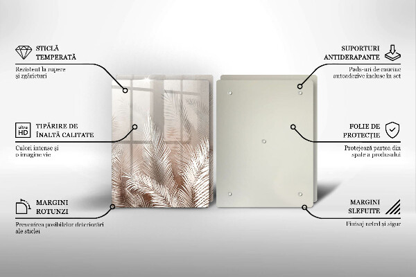 Steklena podloga za rezanje Boho rastlinski listi