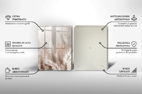 Steklena podloga za rezanje Boho rastlinski listi