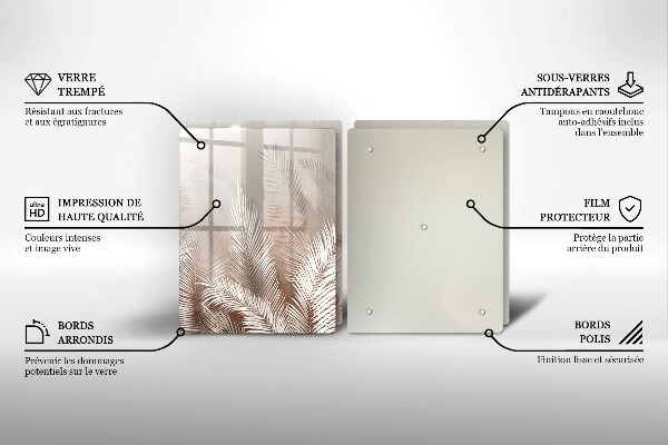 Steklena podloga za rezanje Boho rastlinski listi