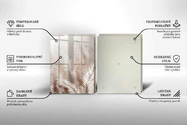 Steklena podloga za rezanje Boho rastlinski listi