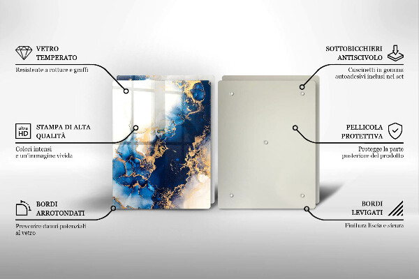 Steklena podloga za rezanje Abstrakcija z modro