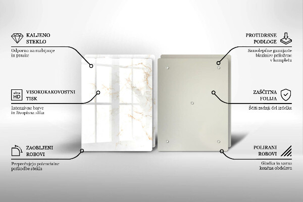 Steklena podloga za rezanje Eleganten marmorni kamen