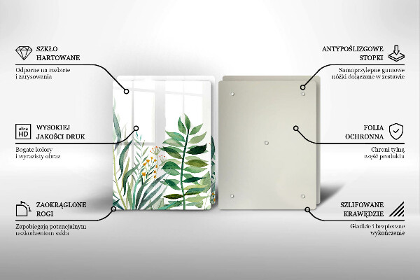 Steklena podloga za rezanje Ilustracija rastlinskih listov