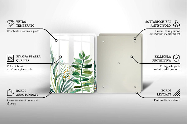 Steklena podloga za rezanje Ilustracija rastlinskih listov
