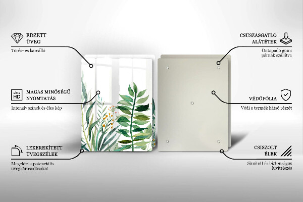 Steklena podloga za rezanje Ilustracija rastlinskih listov