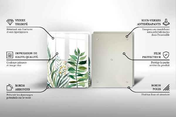 Steklena podloga za rezanje Ilustracija rastlinskih listov