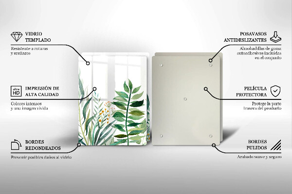 Steklena podloga za rezanje Ilustracija rastlinskih listov