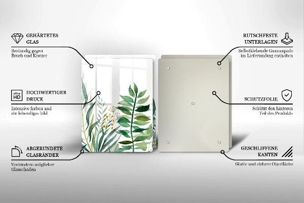 Steklena podloga za rezanje Ilustracija rastlinskih listov