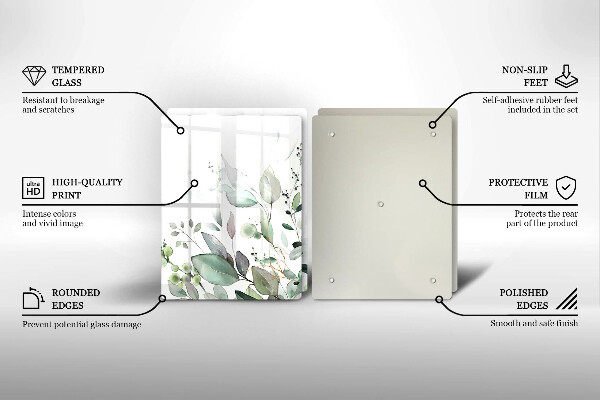 Steklena podloga za rezanje Akvarelne rastline