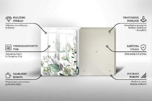 Steklena podloga za rezanje Akvarelne rastline