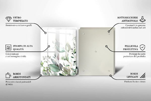 Steklena podloga za rezanje Akvarelne rastline