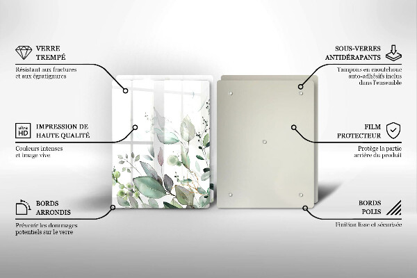 Steklena podloga za rezanje Akvarelne rastline