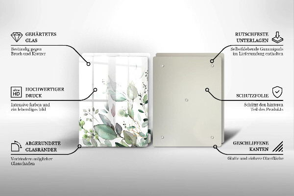 Steklena podloga za rezanje Akvarelne rastline