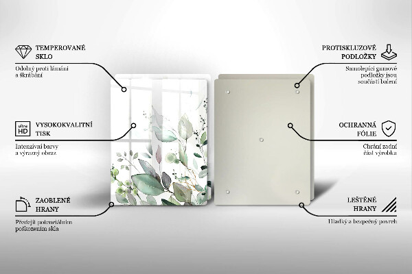 Steklena podloga za rezanje Akvarelne rastline