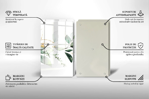 Steklena podloga za rezanje Akvarelni listi