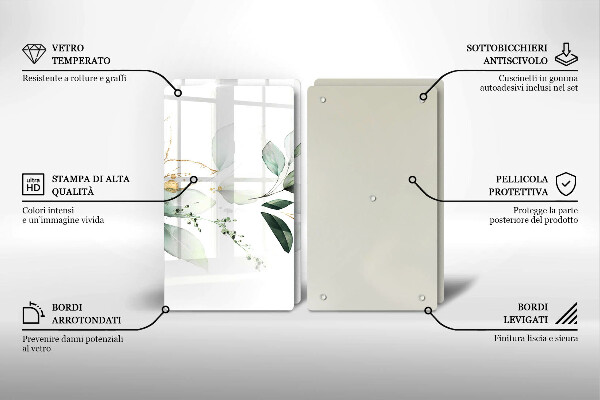 Steklena podloga za rezanje Akvarelni listi