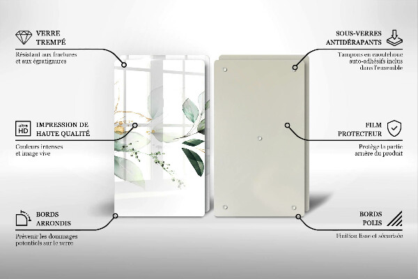 Steklena podloga za rezanje Akvarelni listi