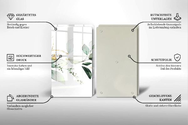 Steklena podloga za rezanje Akvarelni listi